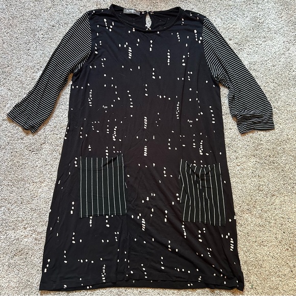 Alembika black and white dress striped sleeves pockets - Picture 1 of 6